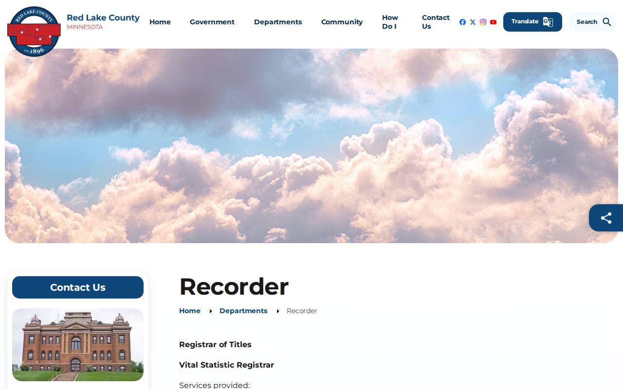 Red Lake County traffic warrant search recorder office contact page that does not accept reinstatement fees
