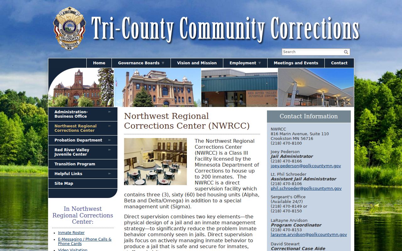 Red Lake County arrest warrant search regional corrections center contact page for custody questions